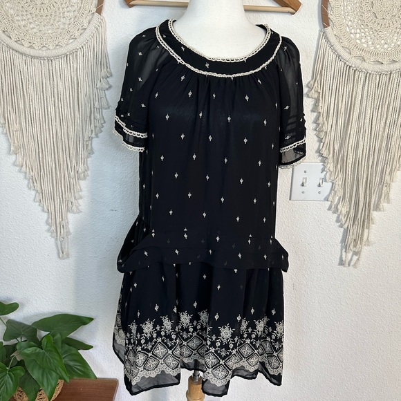 Axes black and cream large oversized pocket mini dress medium - Picture 1 of 8